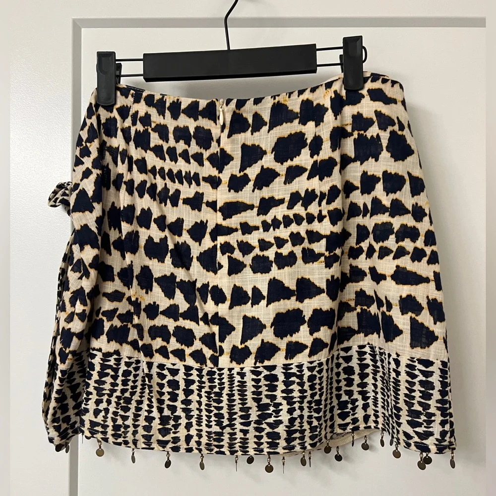 Zara Print Navy and Orange Mini Skirt - Picture 3 of 4